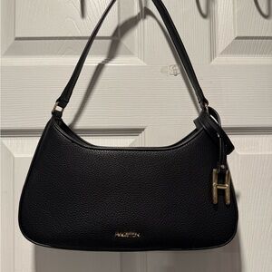 Halston Heritage Black Shoulder Bag with Gold Details